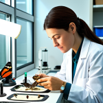 **

"A professional female entomologist, fully clothed in modest field attire, examining a butterfly specimen in a well-lit laboratory, surrounded by scientific equipment and insect displays, appropriate content, safe for work, perfect anatomy, correct proportions, natural pose, professional photography, high quality, family-friendly"

**